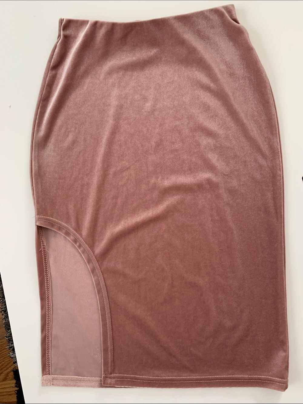 Charlotte Russe Rose Blush Velvet Pencil Skirt Size S